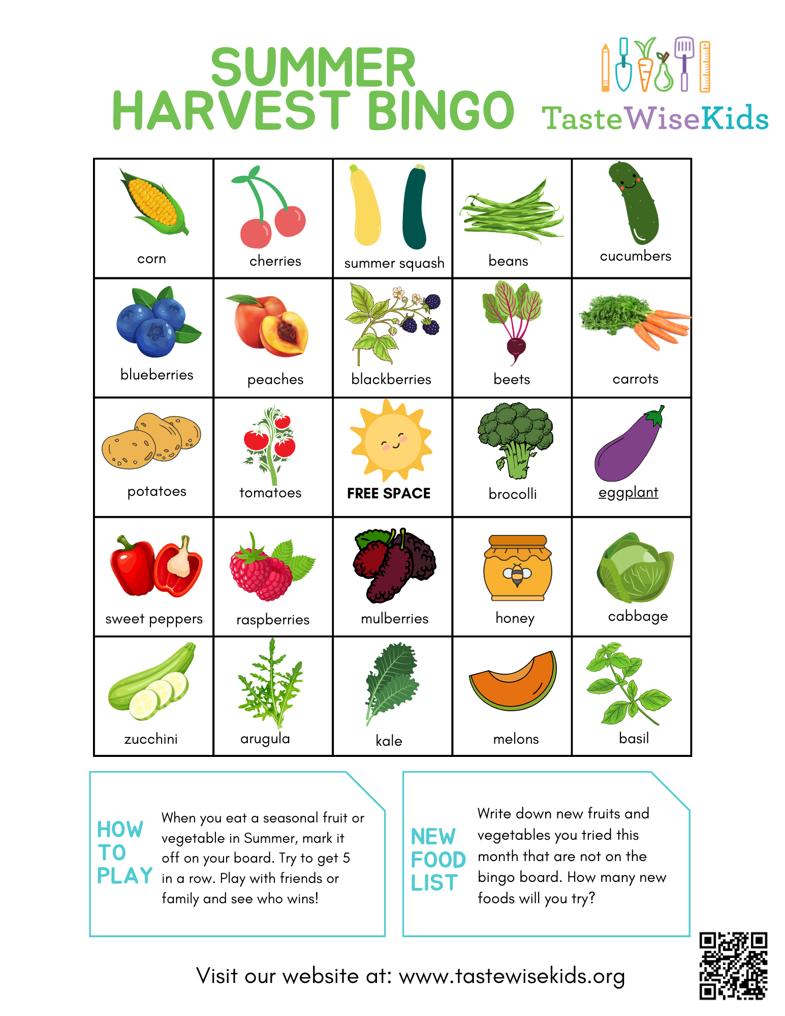 2024 Summer Harvest Bingo (for 32nd st market)